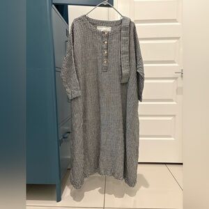 Not Perfect Linen RENNES Dress Small Gingham Heavy Linen w/ belt